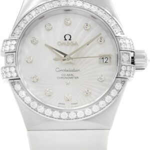 Omega Constellation 18k White Gold MOP Dial Diamond Watch